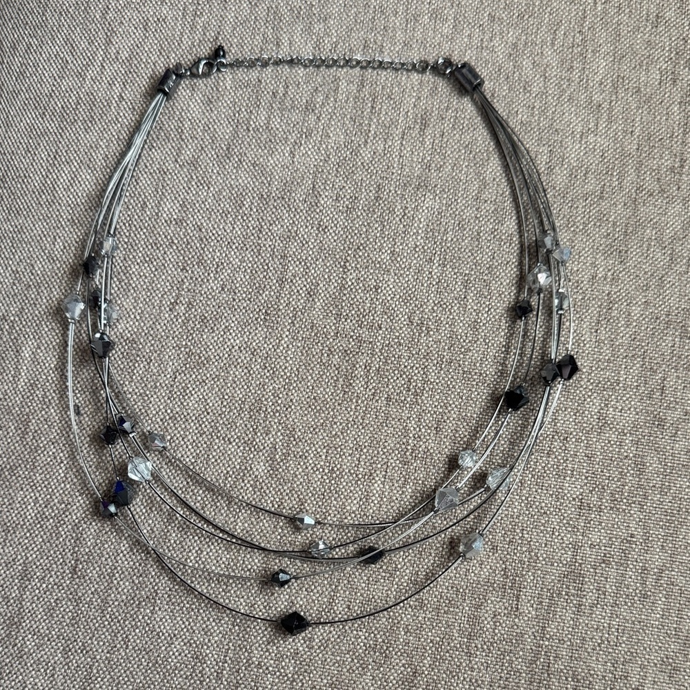 Elegant Gunmetal Grey Multi-Strand Necklace